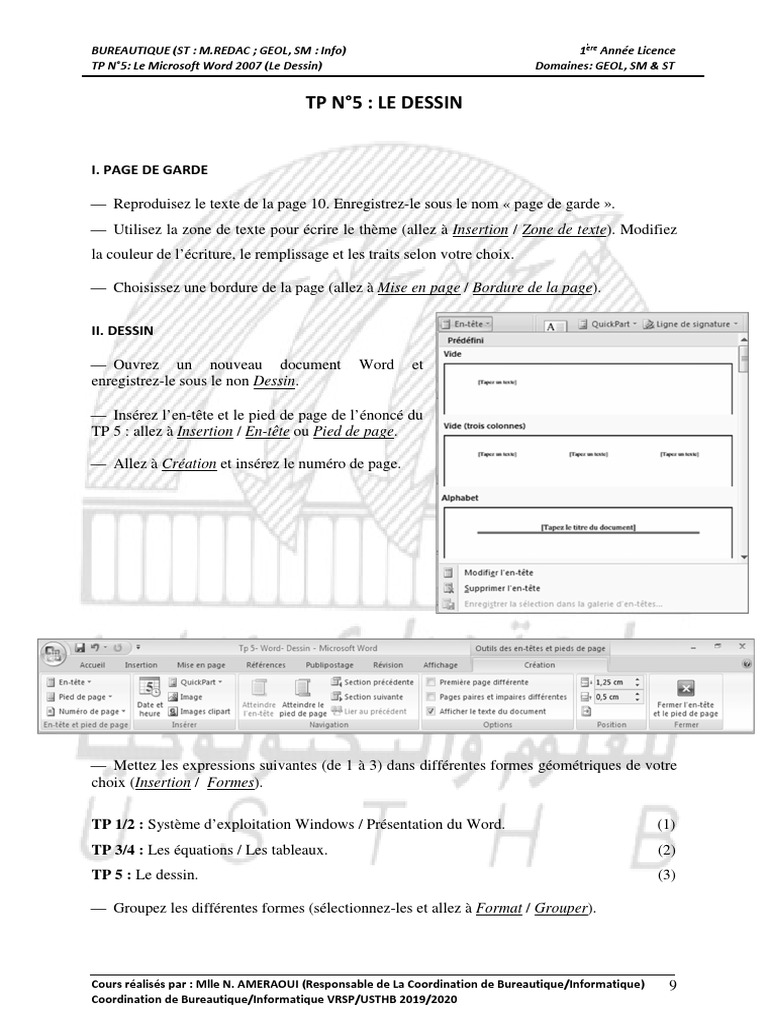 TP Word : Techniques de Dessin | PDF | Microsoft Word | Logiciel