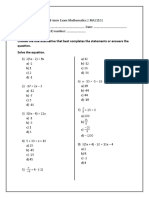 Choose The One Alternative That Best Completes The Statements or Answers The Solve The Equation