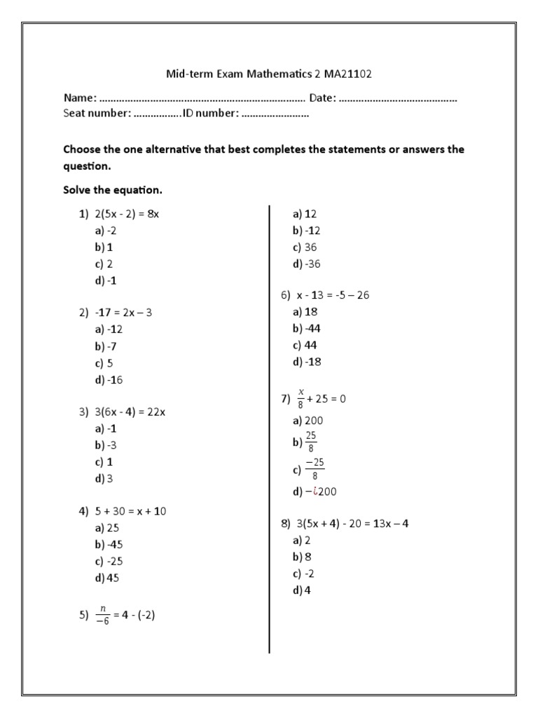 Choose The One Alternative That Best Completes The Statements or ...