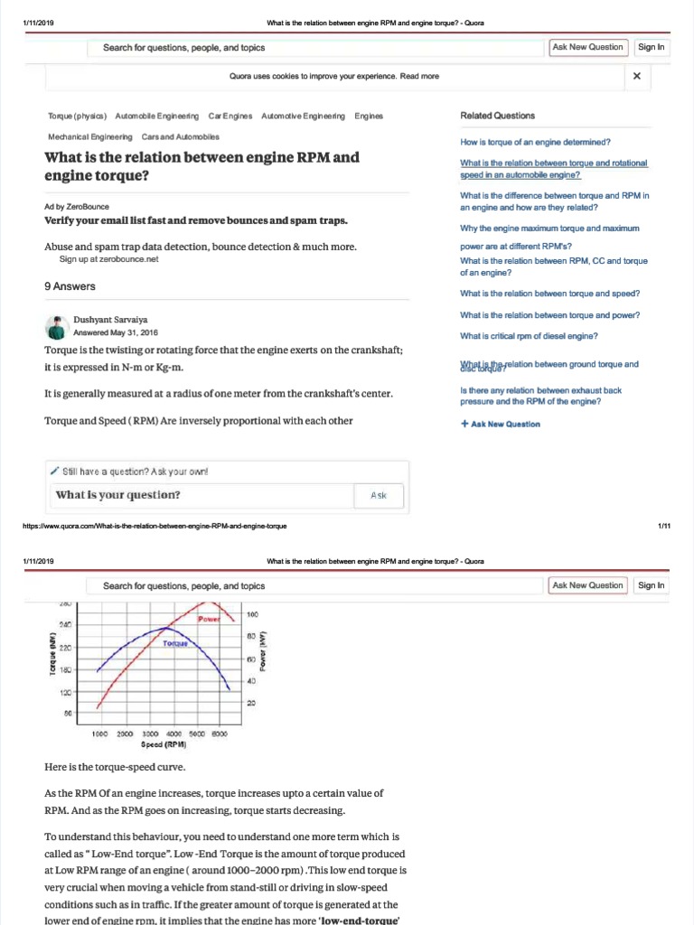Engine RPM and Torque Relationship Explained | PDF | Torque | Engines