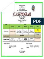 Classroom Program MDL Per Day GRADE 1 2ND SEM