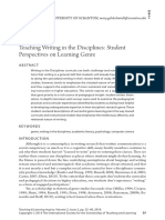 Teaching Writing in The Disciplines: Student Perspectives On Learning Genre