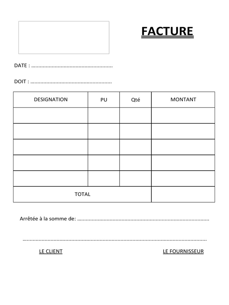 Modèle de Facture Vierge à Imprimer | PDF | Comptabilité | Documents ...