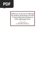 Differences On The Factors Affecting The Academic Performance of Grade 11 Senior High School Students in Public and Private School