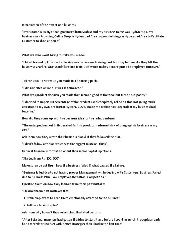 Introduction of The Owner and Business | PDF