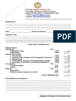 Rating Criteria Final Oral Defense