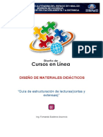 DISEÑO DE MATERIALES DIDÁCTICOS. Guía de Estructuración de Lecturas (Cortas y Extensas) Ing. Fernando Gutiérrez Ascencio
