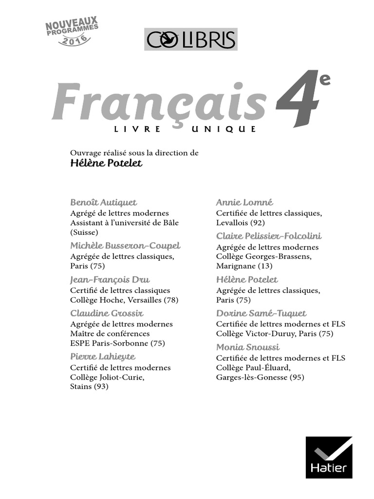 Colibris 4e Ldppdf Pdf Phrase Sujet Grammaire