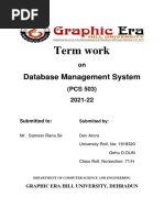 Term Work: Database Management System