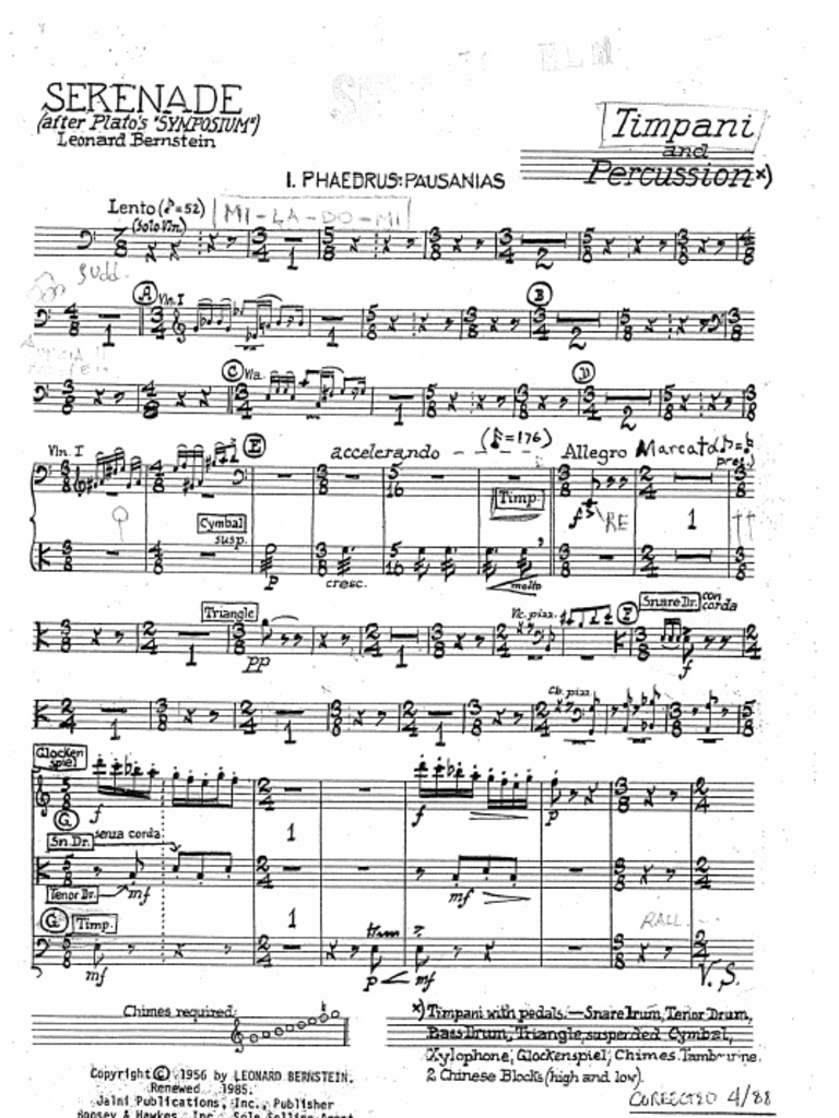 バーンスタイン　セレナーデ　楽譜 Bernstein Serenade Percussioni02140220200914152852 | PDF