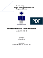 Advertisement and Sales Promotion: Assignment - 2