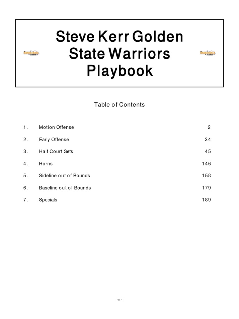 Steve Kerr Golden State Warriors Playbook | PDF | National Basketball