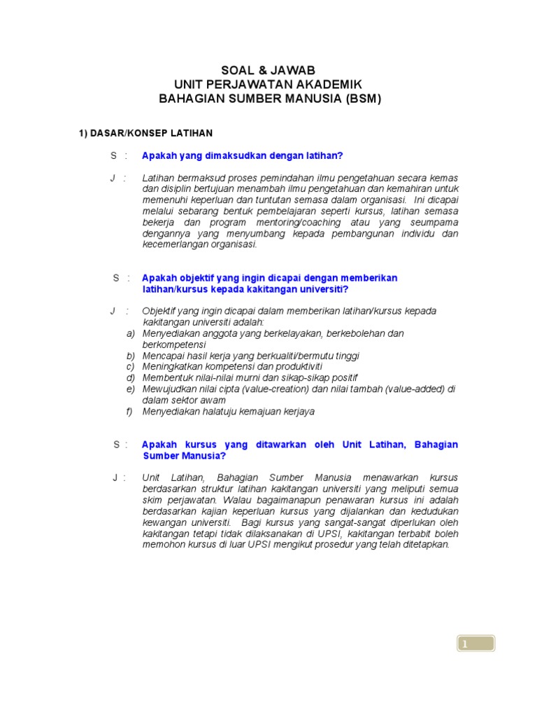 Soalan Lazim Unit Latihan Pdf