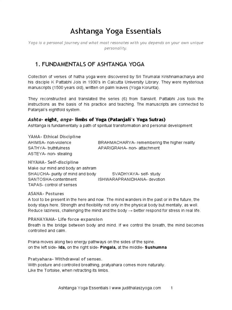 Ashtanga Yoga Essentials | PDF | Ashtanga Vinyasa Yoga | Yoga