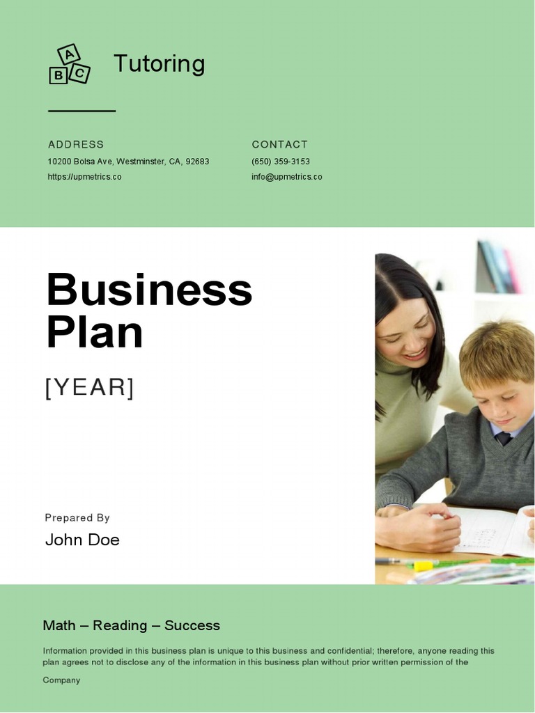 tutoring business plan examples
