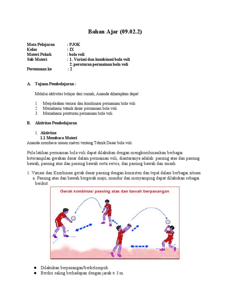 Bahan Ajar Bola Voli | PDF