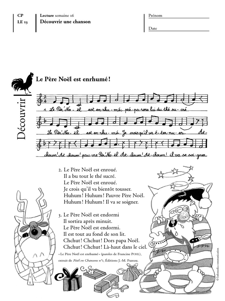 Le Pere Noel Est Enrhumé Chanson Paroles 11le13 El | PDF