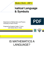 Mathematical Language & Symbols: Mathematics in The Modern World - Unit 2