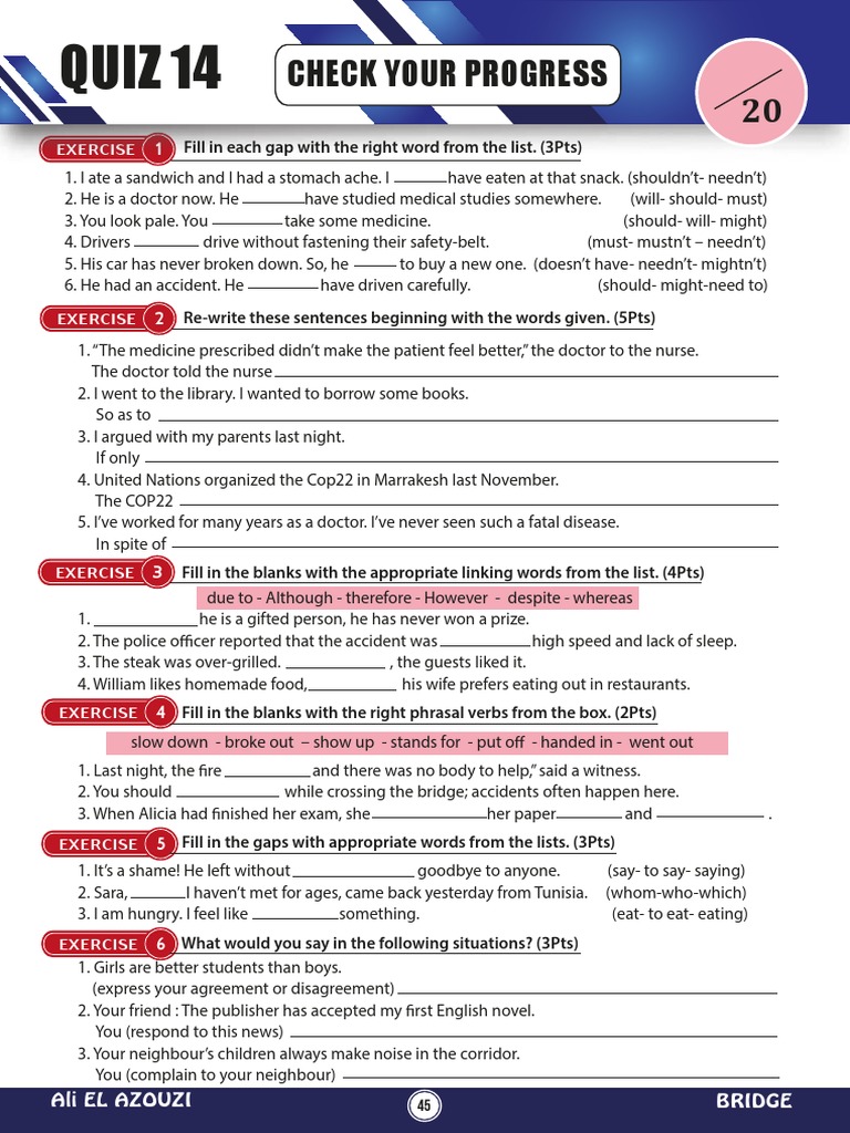 Progress Check: Quiz and Exercises | PDF