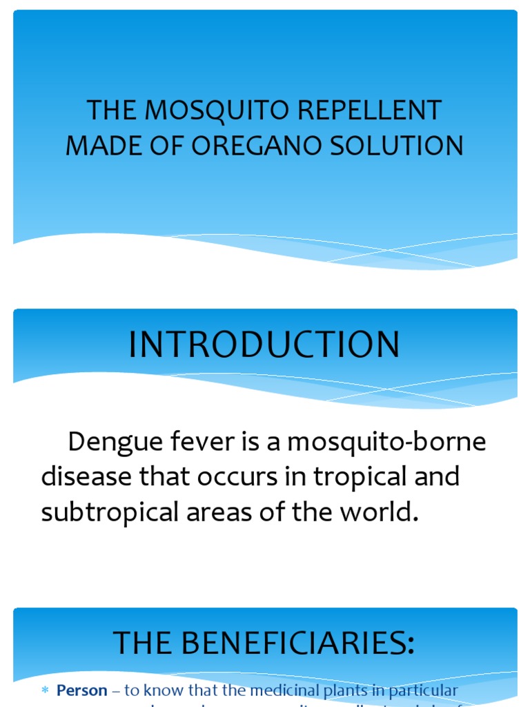 The Mosquito Repellent Made of Oregano Solution PDF