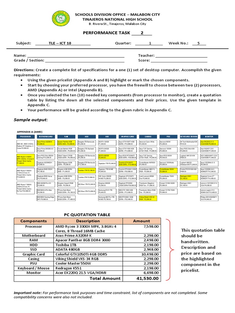 Performance Task 2: Sample Output | PDF | Personal Computers | Personal ...