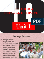 Basic Food & Beverage Service: Unit I