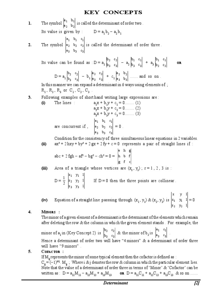 Determinant Practice Sheet Pdf Equations Determinant