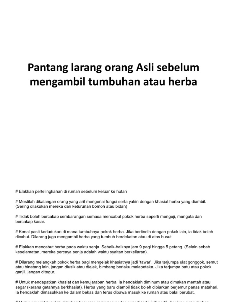 Pantang Larang Orang Asli Pdf