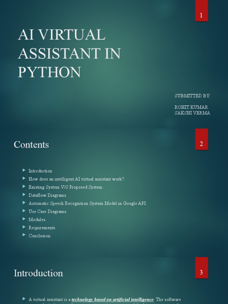Ai Virtual Assistant in Python: Submitted By: Rohit Kumar Sakshi Verma ...