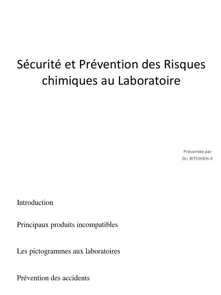 Chapitre 3 Risques Chimiques Au Laboratoire | PDF | Lutte contre l ...