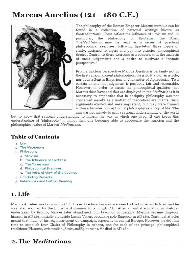 Aurelius marcus internet encyclopedia of philosophy pdf stoicism