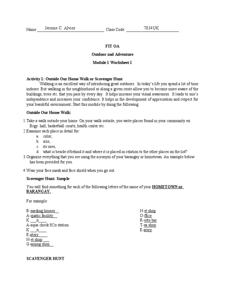 Outdoor Scavenger Hunt Activity Guide | PDF