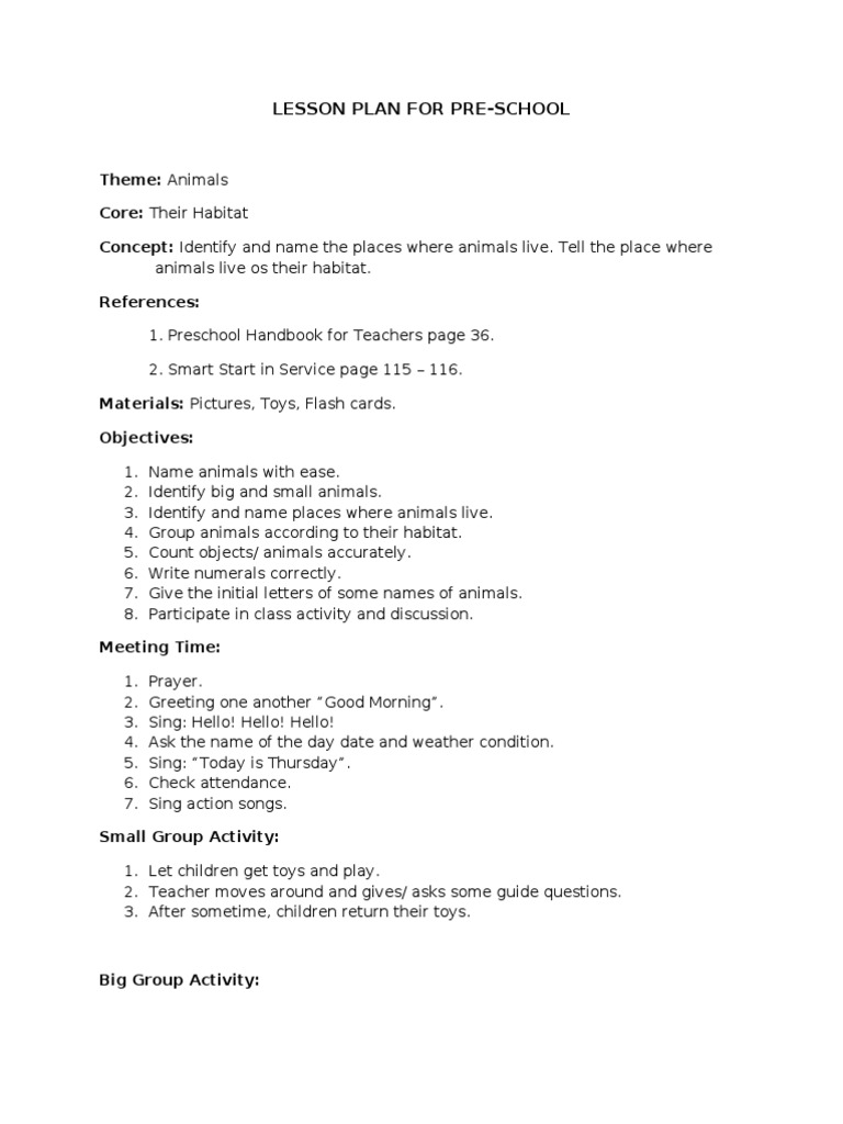 Preschool Animal Habitat Lesson Plan | PDF | Preschool