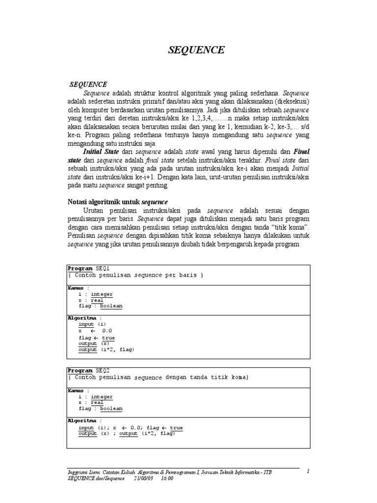 Adoc - Pub Sequence Program Seq1 Contoh Penulisan Sequence Pe | PDF