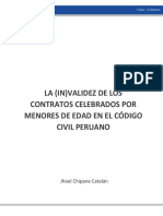 Chipana, Jhoel. La (In) Validez de Los Contratos Celebrados Por Menores de Edad en El Código Civil Peruano