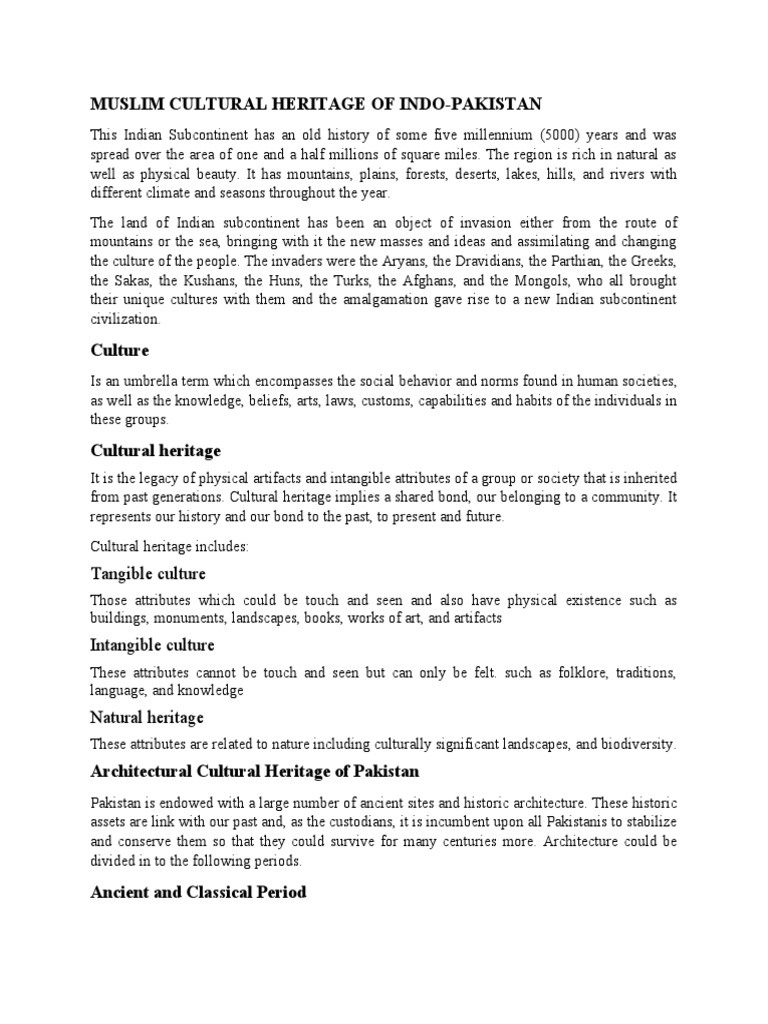 Muslim Cultural Heritage in Pakistan | PDF | Social Science | Art