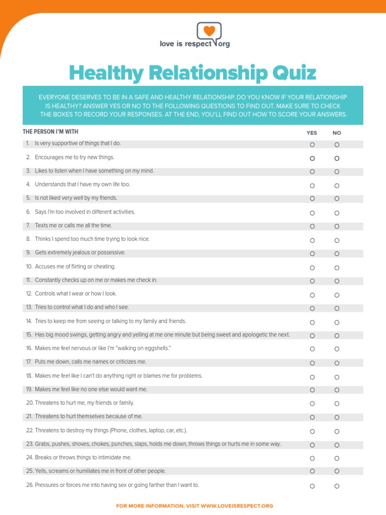 Healthy Relationship Quiz PDF
