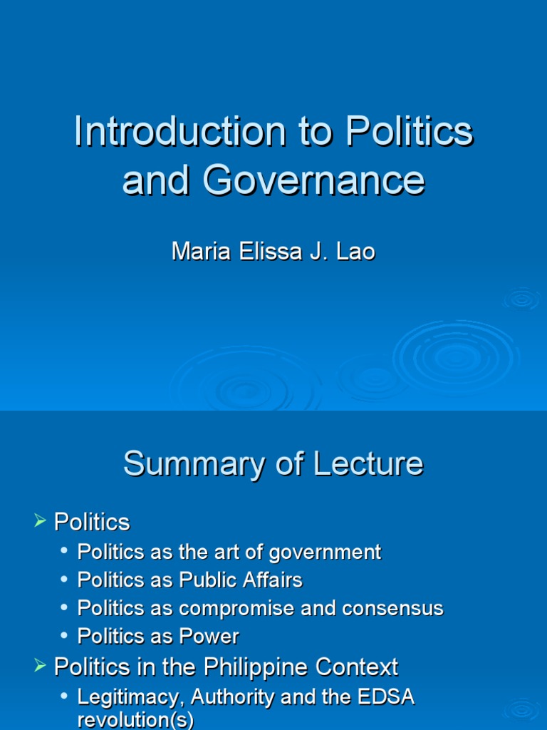 Introduction to Politics and Governance