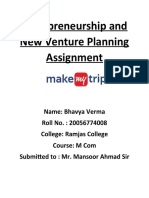 Entrepreneurship and New Venture Planning Assignment