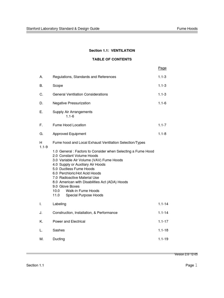 Fume Hood Design and Ventilation Standards | PDF | Duct (Flow ...
