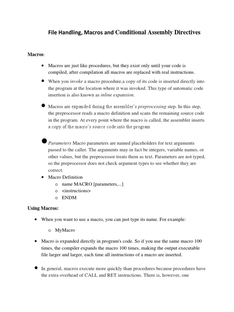 Macros and Conditional Assembly Guide | PDF | Parameter (Computer ...