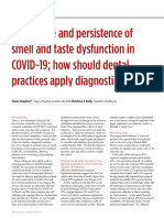 Prevalence and Persistence of Smell and Taste Dysfunction in COVID-19