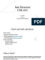 Data Structure CSE-603: 6 Week Study On Stack and Stack Operations