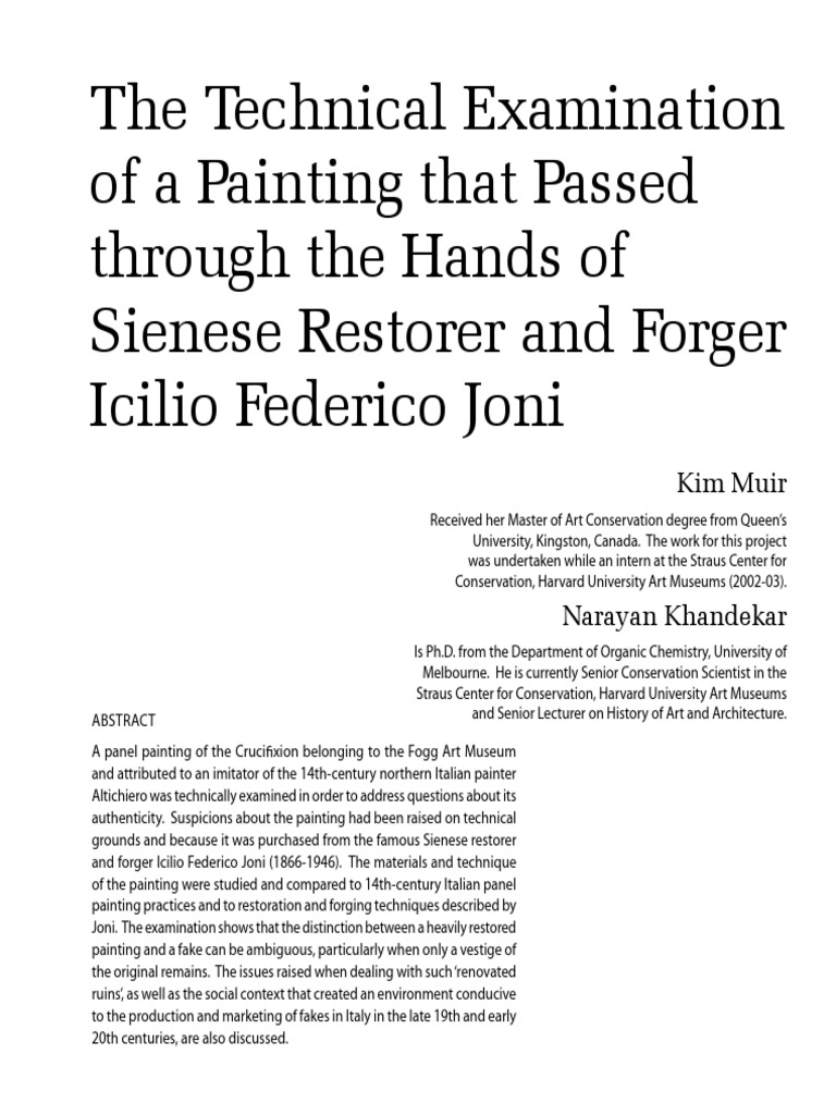 The Technical Examination of A Painting PDF Paintings