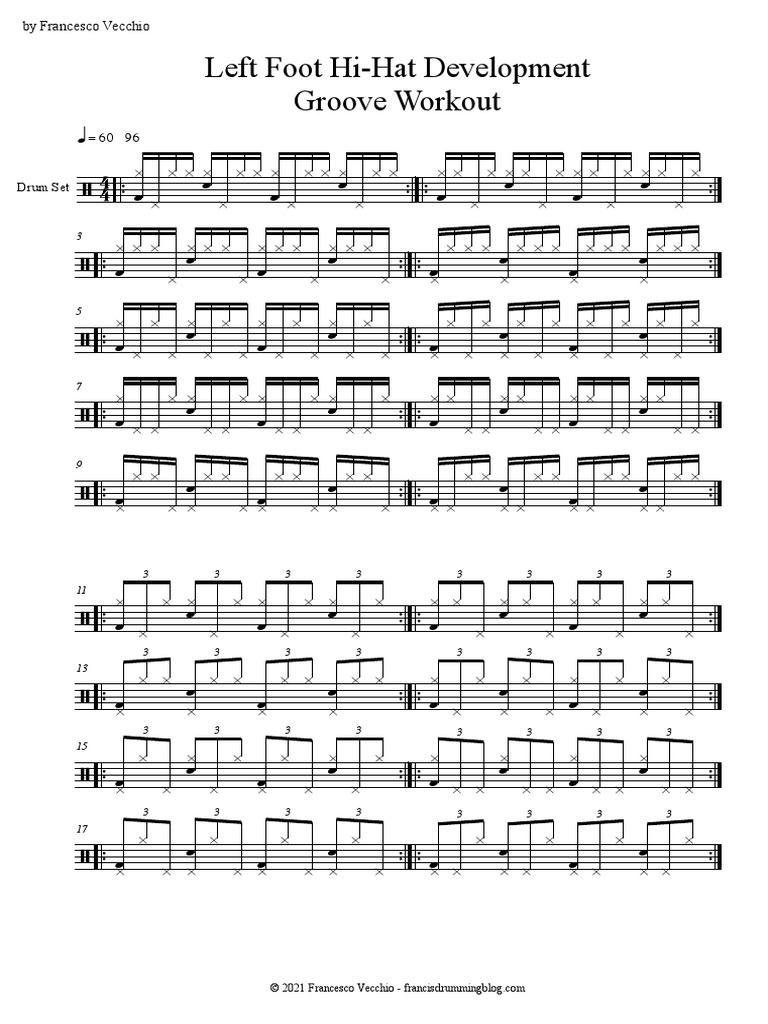 Left Foot HiHat Development Groove Workout PDF