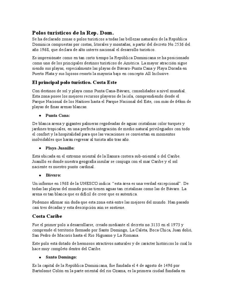 Polos Turísticos de La Rep | PDF | República Dominicana | Geografía Física