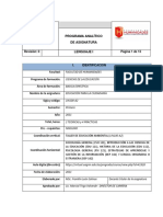 Plan Analitico de La Materia de Lenguaje I