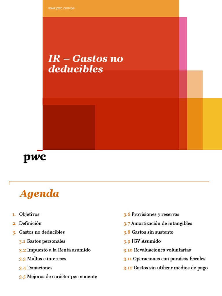 Gastos No Deducibles en Perú | PDF | Impuestos | Impuesto sobre la renta