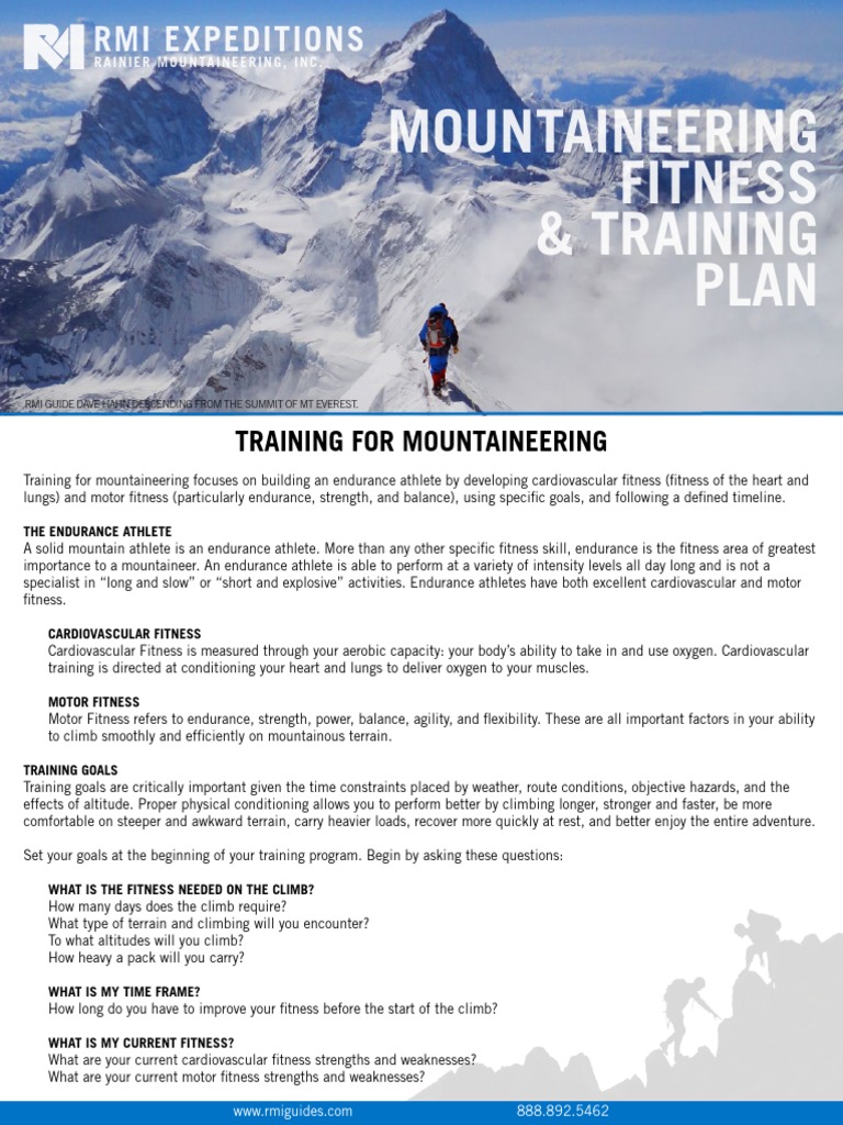 Mountaineering Fitness & Training Plan PDF Physical Fitness