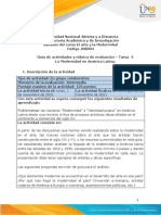 Guía de Actividades y Rúbrica de Evaluación - Unidad 3 - Tarea 4 - La Modernidad en América Latina